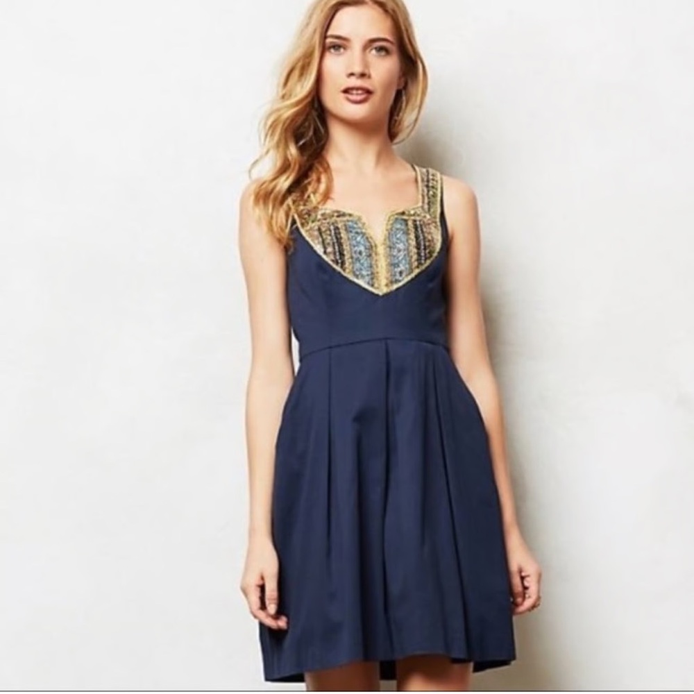 Anthropologie Navy Sequin Dress